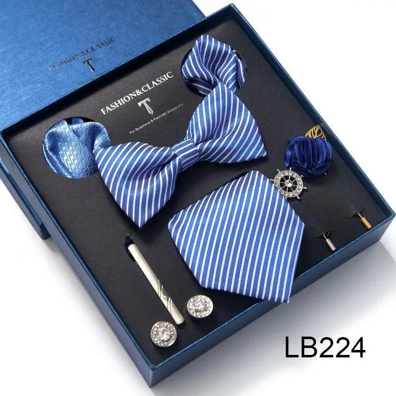 Silk Style Necktie & Pocket Squares Gift Box Neckties Luxurious Weddings