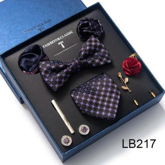 Silk Style Necktie & Pocket Squares Gift Box Neckties Luxurious Weddings