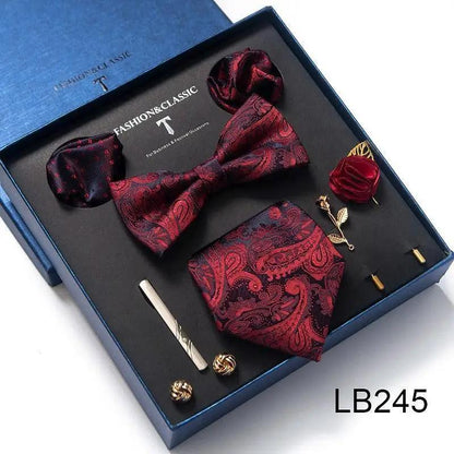 Silk Style Necktie & Pocket Squares Gift Box Neckties Luxurious Weddings