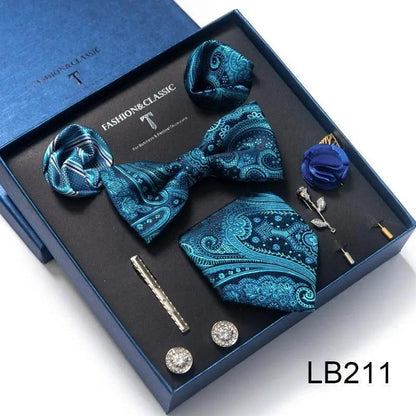 Silk Style Necktie & Pocket Squares Gift Box Neckties Luxurious Weddings