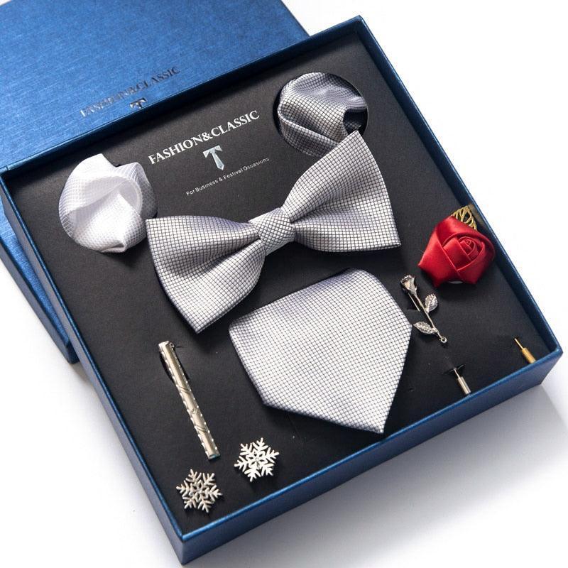 Silk Style Necktie & Pocket Squares Gift Box Neckties Luxurious Weddings