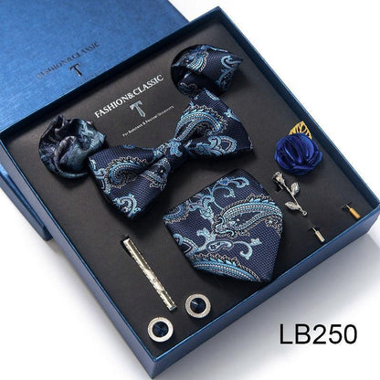 Silk Style Necktie & Pocket Squares Gift Box Neckties Luxurious Weddings