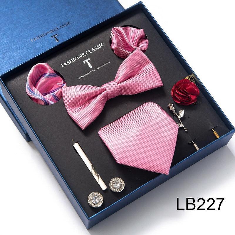 Silk Style Necktie & Pocket Squares Gift Box Neckties Luxurious Weddings