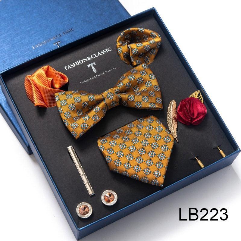Silk Style Necktie & Pocket Squares Gift Box Neckties Luxurious Weddings