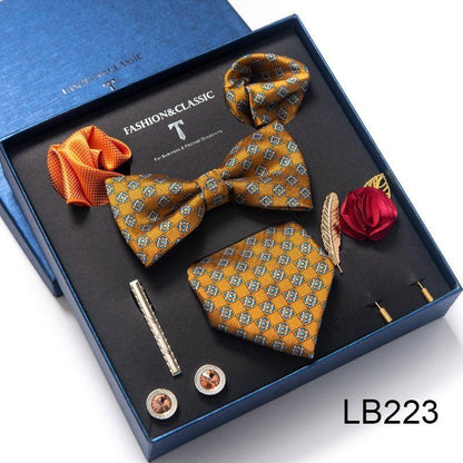 Silk Style Necktie & Pocket Squares Gift Box Neckties Luxurious Weddings