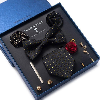 Silk Style Necktie & Pocket Squares Gift Box Neckties Luxurious Weddings