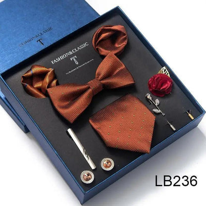 Silk Style Necktie & Pocket Squares Gift Box Neckties Luxurious Weddings