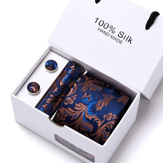 Silk Wedding Floral Necktie Handkerchief Set Groomsmen Accessories Luxurious Weddings