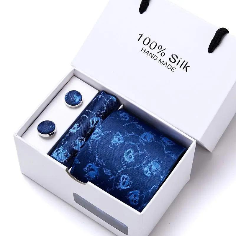 Silk Wedding Floral Necktie Handkerchief Set - Luxurious Weddings