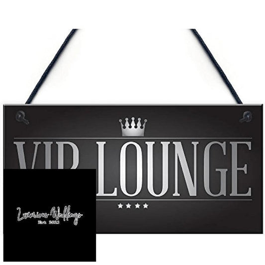 Vintage VIP Lounge: Hanging Man Cave Sign for Home Bar, signs Luxurious Weddings